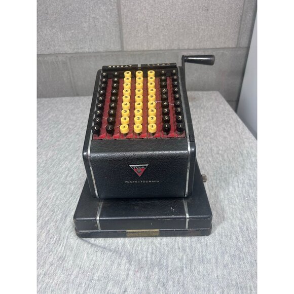 Vintage Todd Protectograph Check Stamper/Writer Machine Works Needs Ribbon Ink - Picture 1 of 9